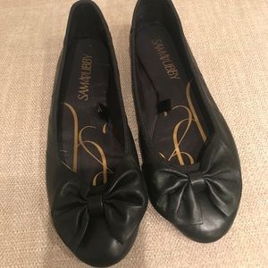 Sam & Libby Black Leather Flats, Size: 6